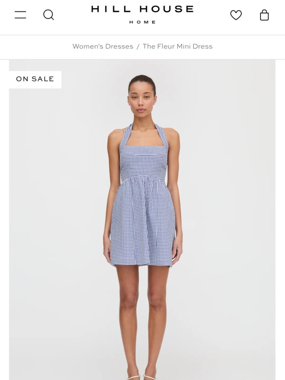 Hill House Fleur mini dress in White Gingham Dress